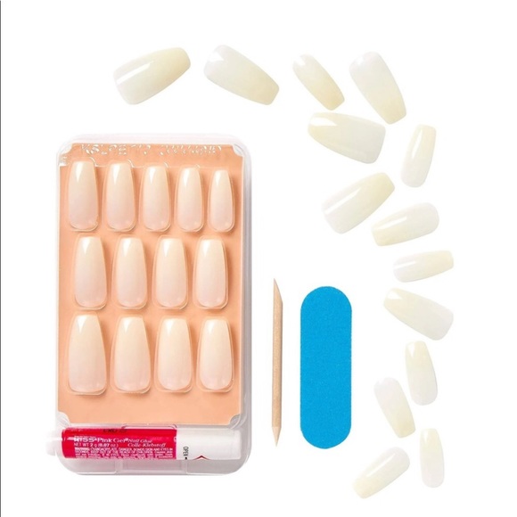Kiss Long Length Salon Acrylic Natural Nails Kit Bundle Almond & Square Shape - Picture 9 of 10